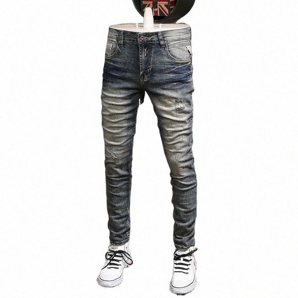 men's jeans italian style fashion men retro blue elatsic slim fit ripped denim pants streetwear vintage designer trousers b1es#
men's jeans italian style fashion men retro blue elatsic slim fit ripped denim pants streetwear vintage designer trousers b1es#