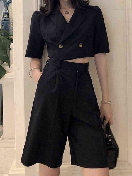summer women casual blazer shorts suit office ladies slim elegant jackets high waist pants two pieces set femme fashion outfits j220813, White;black
summer women casual blazer shorts suit office ladies slim elegant jackets high waist pants two pieces set femme fashion outfits j220813, White;black