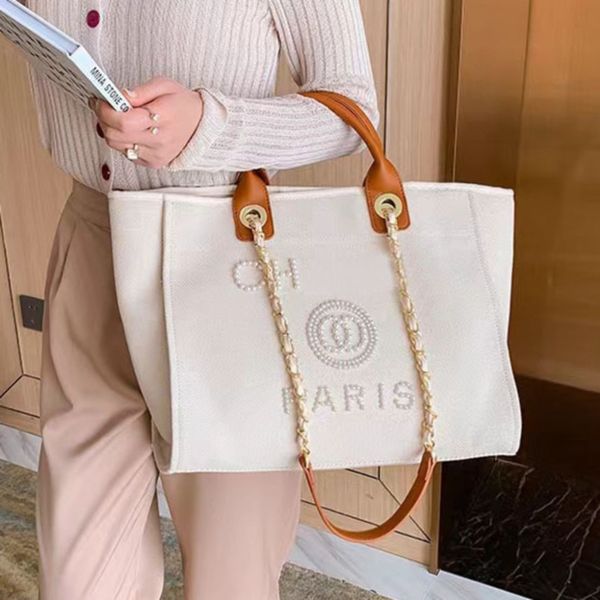 women's luxury classic evening bags brand ch handbags pearl tote canvas beach bag designers female portable shoulder large capacity big, Black;red
women's luxury classic evening bags brand ch handbags pearl tote canvas beach bag designers female portable shoulder large capacity big, Black;red