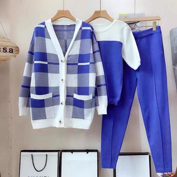 vintage women's tracksuit casual loose plaid cardigans short sleeve pullvoer sweaters pants sets 3 pcs knitted suit plus size 220819, White
vintage women's tracksuit casual loose plaid cardigans short sleeve pullvoer sweaters pants sets 3 pcs knitted suit plus size 220819, White