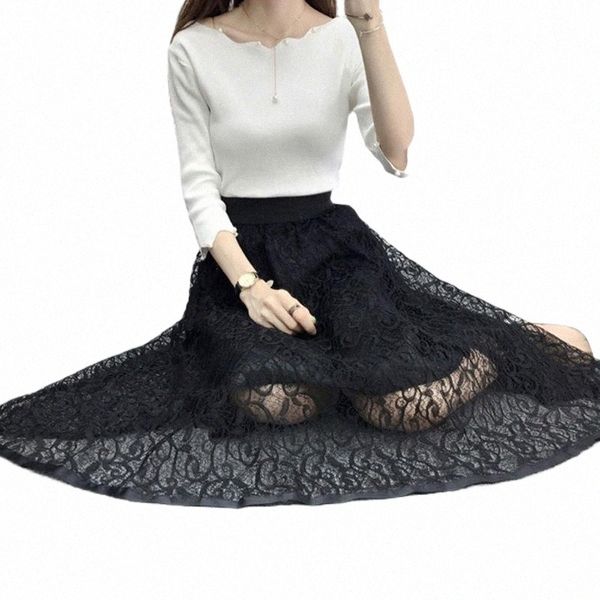 women skirt summer elegant knee-length high waist skirts mesh tutu pleated female double layers n6ma#, Black
women skirt summer elegant knee-length high waist skirts mesh tutu pleated female double layers n6ma#, Black