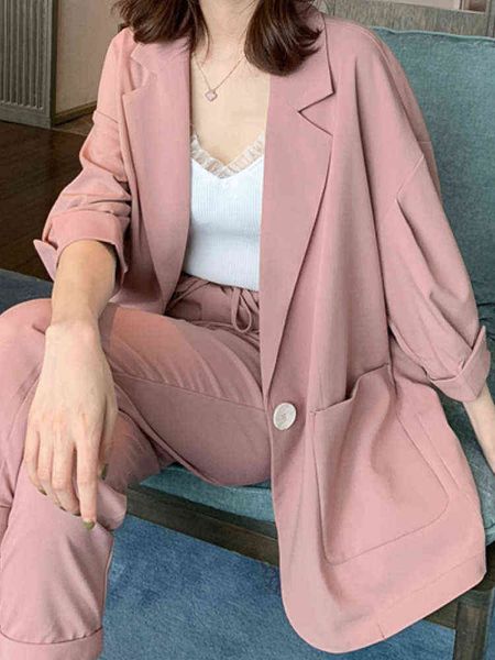 summer suit woman elegant casual loose business blazer pantsuit office ladies slim fashion pants suit femme two pieces set j220813, White;black
summer suit woman elegant casual loose business blazer pantsuit office ladies slim fashion pants suit femme two pieces set j220813, White;black