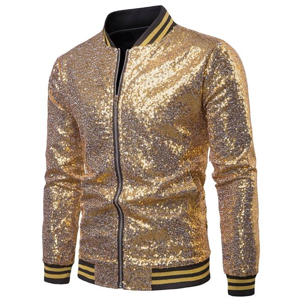 men shiny blazers gold sequin glitter suit jackets male nightclub zipper blazer dj stage 220819, White;black
men shiny blazers gold sequin glitter suit jackets male nightclub zipper blazer dj stage 220819, White;black