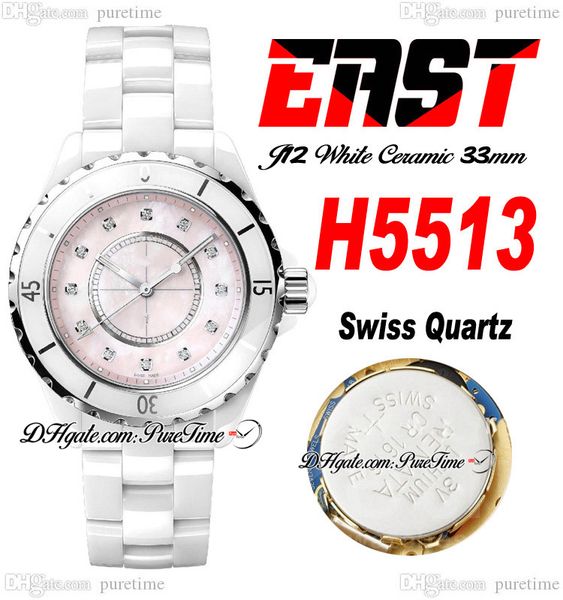 east j13 33mm h5513 swiss quartz ladies watch white korea ceramic pink shell dial diamonds markers ceramics bracelet super edition womens wa, Slivery;brown
east j13 33mm h5513 swiss quartz ladies watch white korea ceramic pink shell dial diamonds markers ceramics bracelet super edition womens wa, Slivery;brown