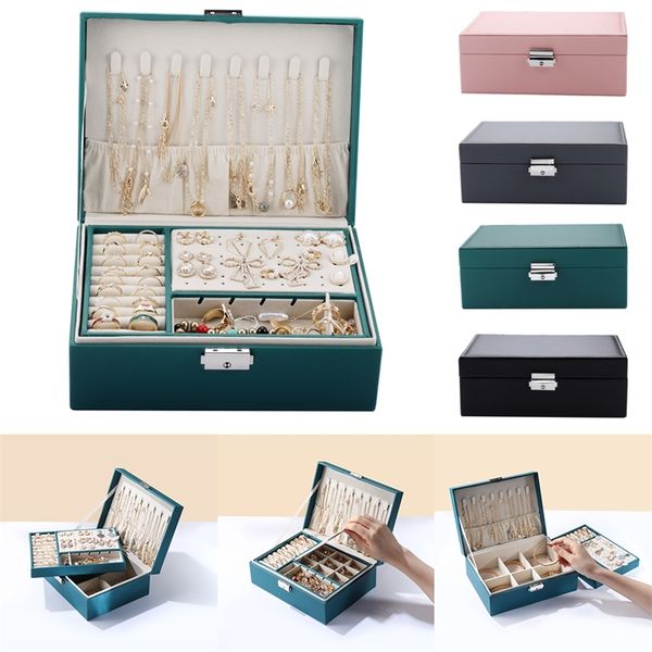 double-layer high capacity leatherjewelry box travel jewelry organizer multifunction necklace earring ring storage jewelry box 220819, Black;white
double-layer high capacity leatherjewelry box travel jewelry organizer multifunction necklace earring ring storage jewelry box 220819, Black;white