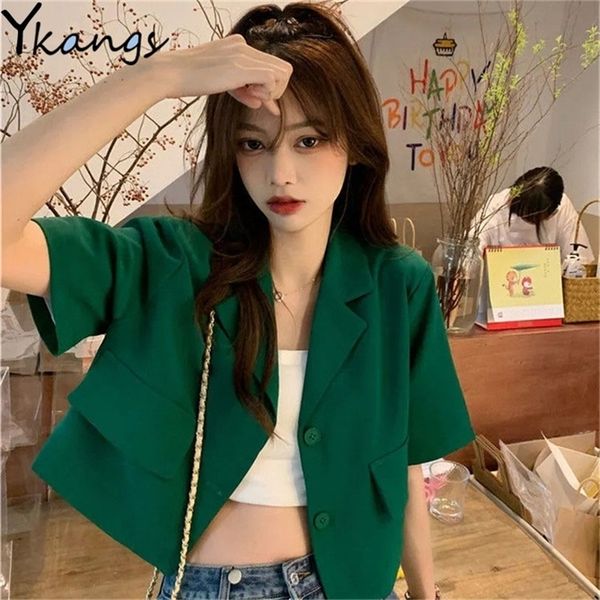 solid short blazer sleeve jackets for women korean harajuku casual style gothic y2k high street summer coat 220819, Black;brown
solid short blazer sleeve jackets for women korean harajuku casual style gothic y2k high street summer coat 220819, Black;brown