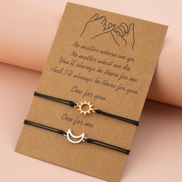 2pcs set minimalist strands sun moon charm couple bracelet friendship jewelry handmade adjustable braided rope bracelets wholesale, Black
2pcs set minimalist strands sun moon charm couple bracelet friendship jewelry handmade adjustable braided rope bracelets wholesale, Black