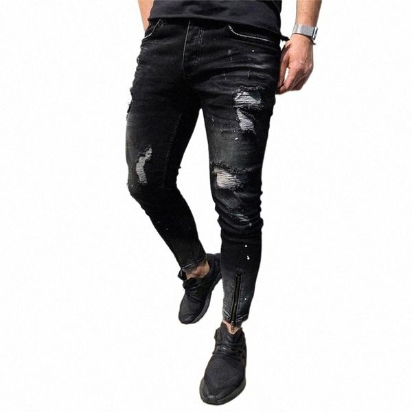 men's jeans pants skinny men stretch denim washed distressed ripped for freyed slim fit trousers e231 z0ns#, Blue
men's jeans pants skinny men stretch denim washed distressed ripped for freyed slim fit trousers e231 z0ns#, Blue