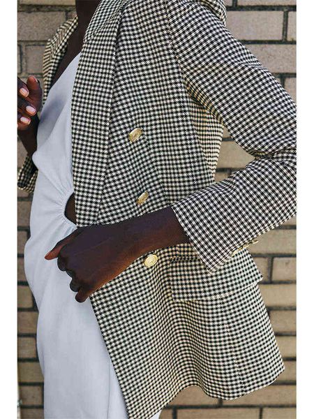2022 autumn new women allmatch lapels long sleeves houndstooth doublebreasted slim casual suit jacket j220813, White;black
2022 autumn new women allmatch lapels long sleeves houndstooth doublebreasted slim casual suit jacket j220813, White;black