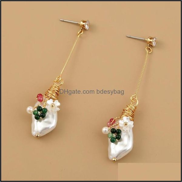 dangle chandelier vintage baroque pearl earrings women flower manual winding design elegant natural stone eardrop fashion bdesybag dhldb, Silver 
dangle chandelier vintage baroque pearl earrings women flower manual winding design elegant natural stone eardrop fashion bdesybag dhldb, Silver