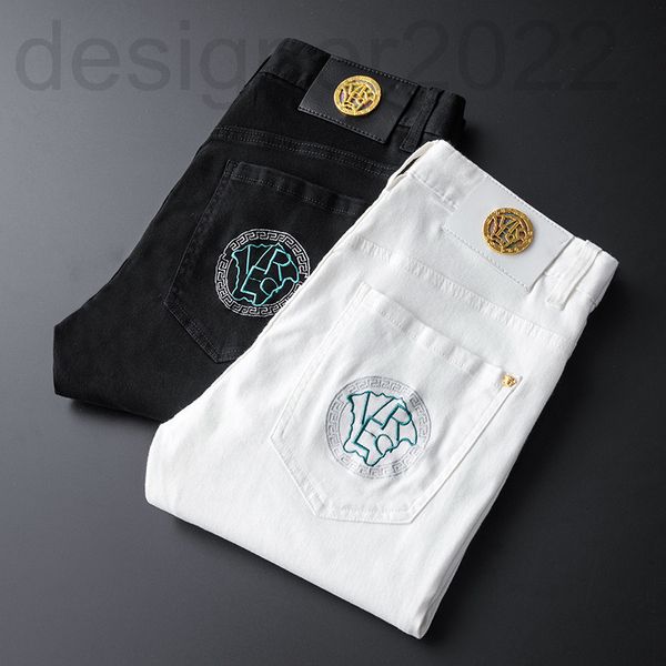 men's jeans designer korean european black and white embroidered men's jeans spring autumn fashion slim elastic small leg straight, Blue
men's jeans designer korean european black and white embroidered men's jeans spring autumn fashion slim elastic small leg straight, Blue