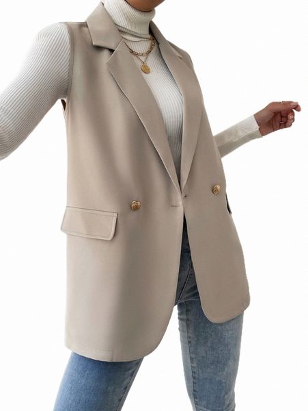 lapel collar double button vest blazer f06k#, White
lapel collar double button vest blazer f06k#, White