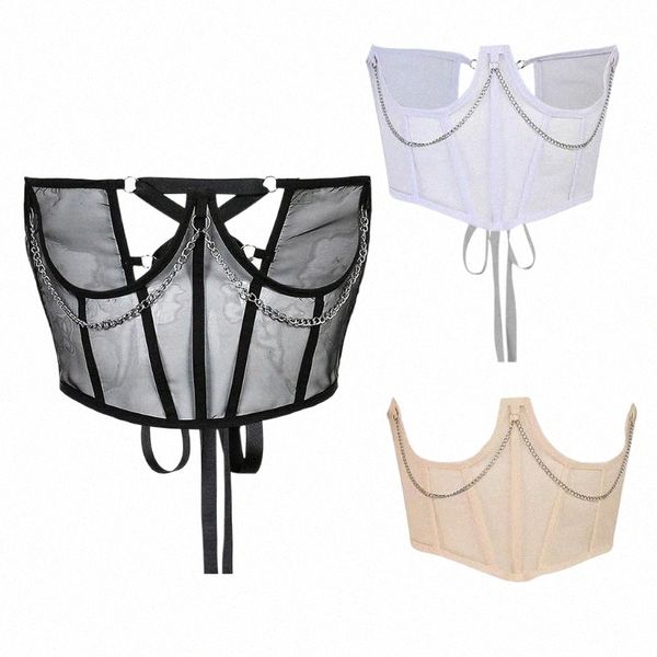 women's tanks & camis womens gothic punk mesh corset crop harajuku metal chain sheer bustier waist belt lace-up underbust cincher shape, White
women's tanks & camis womens gothic punk mesh corset crop harajuku metal chain sheer bustier waist belt lace-up underbust cincher shape, White