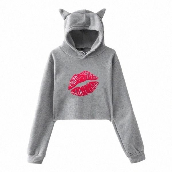 women's hoodies & sweatshirts lipstick mark print women fashion cat high waist long sleeve autumn winter ear pullovers girls clothing u, Black
women's hoodies & sweatshirts lipstick mark print women fashion cat high waist long sleeve autumn winter ear pullovers girls clothing u, Black