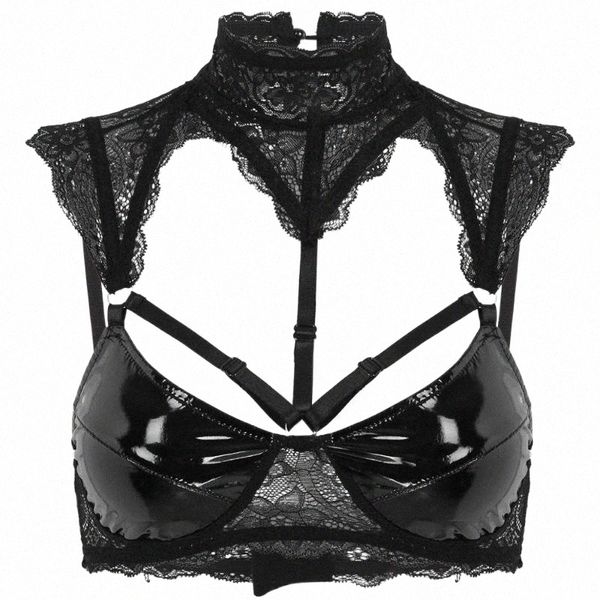 womens lingerie bra sheer lace erotic costume halter neck patent leather cups bra hollow out wire-unlined crop 1 k1qv#, Red;black
womens lingerie bra sheer lace erotic costume halter neck patent leather cups bra hollow out wire-unlined crop 1 k1qv#, Red;black