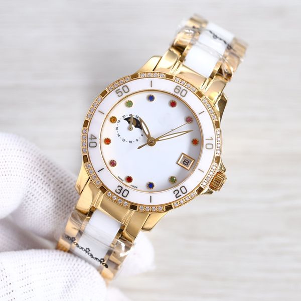 fashion women's mechanical watch 36mm ceramic bracelet bezel automatic movement 9-bit sun moon star morning sapphire mirror womens watc, Slivery;golden
fashion women's mechanical watch 36mm ceramic bracelet bezel automatic movement 9-bit sun moon star morning sapphire mirror womens watc, Slivery;golden