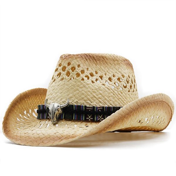 men western cowboy women retro straw hats summer sun hat outdoor sunshade beach hat sombrero panama hat, Blue;gray
men western cowboy women retro straw hats summer sun hat outdoor sunshade beach hat sombrero panama hat, Blue;gray