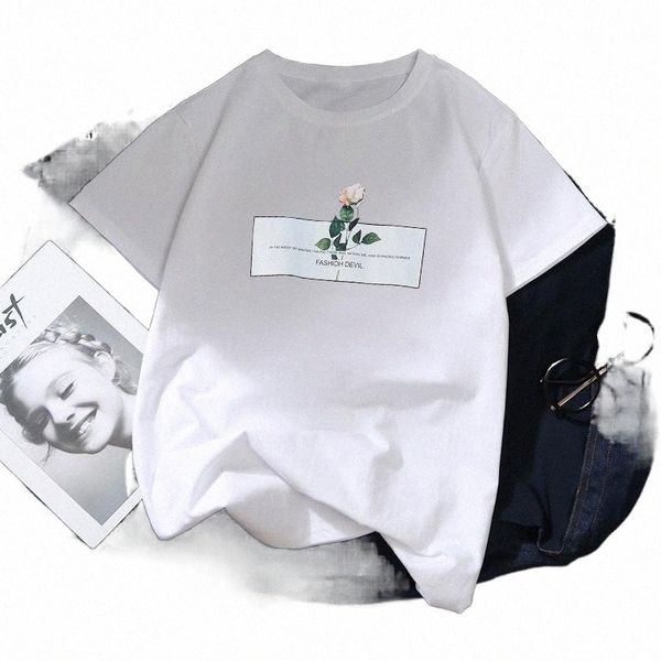 casual lovely rose t-shirt women tumblr kawaii harajuku vintage cotton short sleeve plus size skipoem tees streetwear women's c1lr#, White 
casual lovely rose t-shirt women tumblr kawaii harajuku vintage cotton short sleeve plus size skipoem tees streetwear women's c1lr#, White