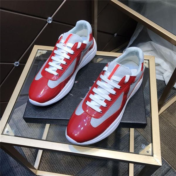 designer men americas cup xl leather sneakers patent leathers flat trainers black mesh lace-up casual shoes outdoor r288p, Black;red
designer men americas cup xl leather sneakers patent leathers flat trainers black mesh lace-up casual shoes outdoor r288p, Black;red