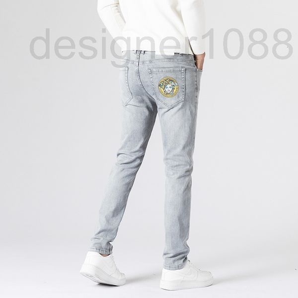 men's jeans designer spring and summer light blue elastic washed small straight jeans men's slim fit foot casual pants fashion bra
men's jeans designer spring and summer light blue elastic washed small straight jeans men's slim fit foot casual pants fashion bra