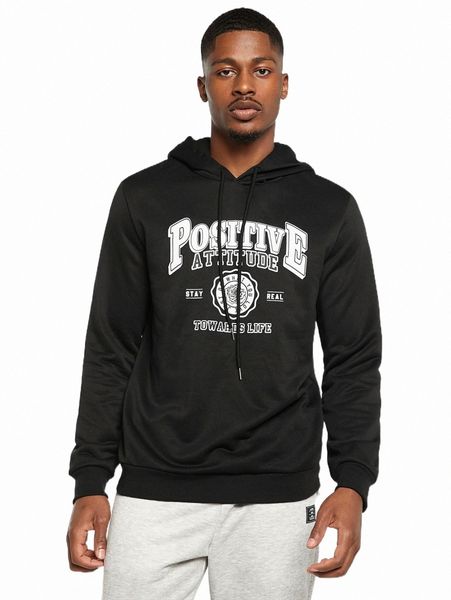 men letter graphic drawstring hoodie a8u6#, Black
men letter graphic drawstring hoodie a8u6#, Black