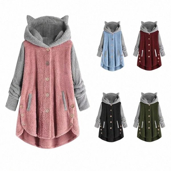 women's hoodies & sweatshirts oversize hoodie winter warm women patchwork button cat ears hooded pullover sweatshirt y2k fleece street, Black
women's hoodies & sweatshirts oversize hoodie winter warm women patchwork button cat ears hooded pullover sweatshirt y2k fleece street, Black