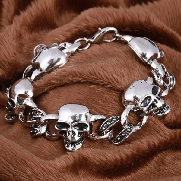 fashion punk long skull bracelets strand for men stainless steel charm link chain brecelets male gothic jewelry, Black
fashion punk long skull bracelets strand for men stainless steel charm link chain brecelets male gothic jewelry, Black