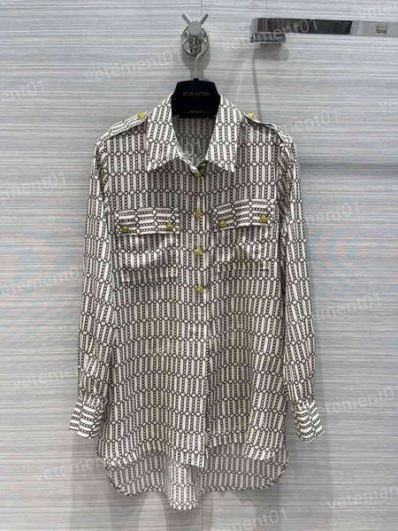 womens blouses shirts 22ss custom chain logo printing luxury designer elegant lapel double pocket design shirts dress women clothing, White
womens blouses shirts 22ss custom chain logo printing luxury designer elegant lapel double pocket design shirts dress women clothing, White
