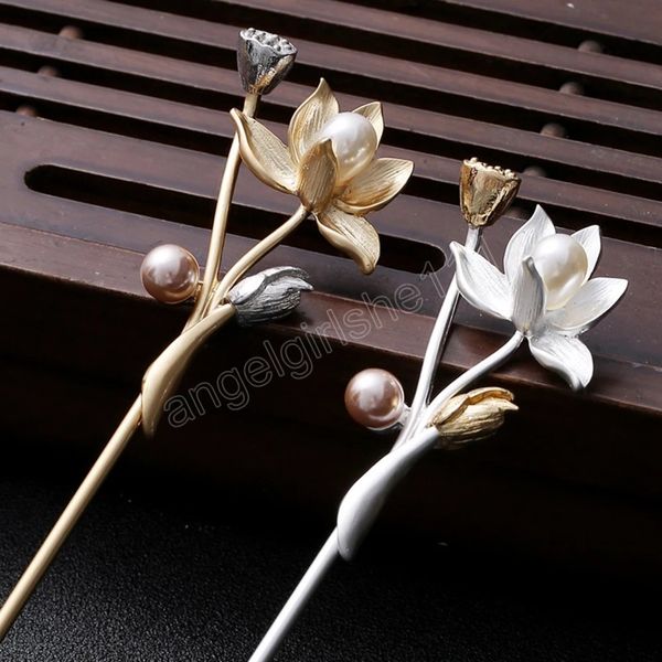design vintage lotus flower long hairpin stick metal hair pins accessories woman hair jewelry for women, Slivery;white
design vintage lotus flower long hairpin stick metal hair pins accessories woman hair jewelry for women, Slivery;white