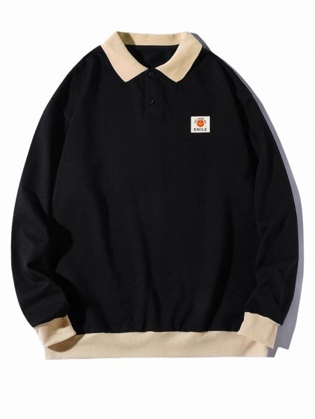 extended sizes men contrast panel letter patched detail polo neck pullover p2p1#, Black
extended sizes men contrast panel letter patched detail polo neck pullover p2p1#, Black
