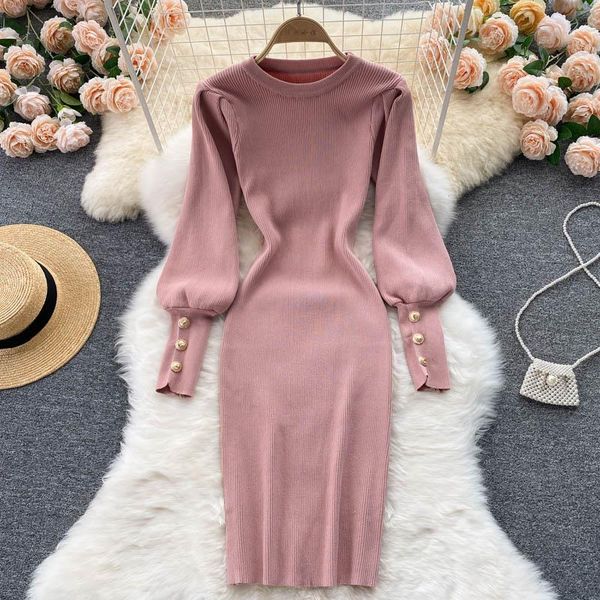 fall knitted dress women o-neck skinny stretch vestidos long puff sleeve winter knee-length dresses female dr003, Black;gray
fall knitted dress women o-neck skinny stretch vestidos long puff sleeve winter knee-length dresses female dr003, Black;gray