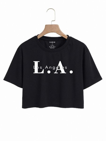 letter graphic crop tee r7f7#, White