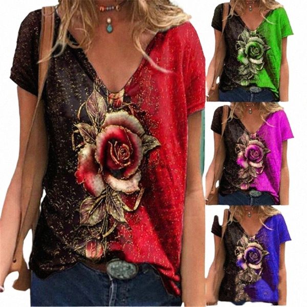 women's t-shirt elegant 3d print gradient rose 2021 summer women v-neck short sleeve pullover fashion street casual tshirt lady tee h9, White
women's t-shirt elegant 3d print gradient rose 2021 summer women v-neck short sleeve pullover fashion street casual tshirt lady tee h9, White