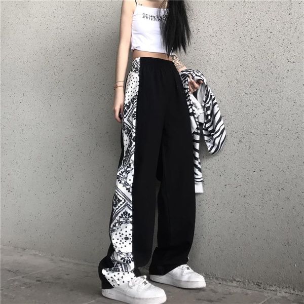 womens pants patchwork wide leg trousers elastic high waist oversized sweatpants harajuku streetwear hip hop woman clothes, Black;white
womens pants patchwork wide leg trousers elastic high waist oversized sweatpants harajuku streetwear hip hop woman clothes, Black;white