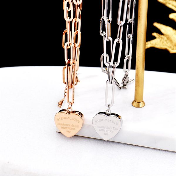 18k gold sliver classic stainless steel clavicle chain pendant necklace love heart women choker party wedding jewelry gifts235h, Silver
18k gold sliver classic stainless steel clavicle chain pendant necklace love heart women choker party wedding jewelry gifts235h, Silver