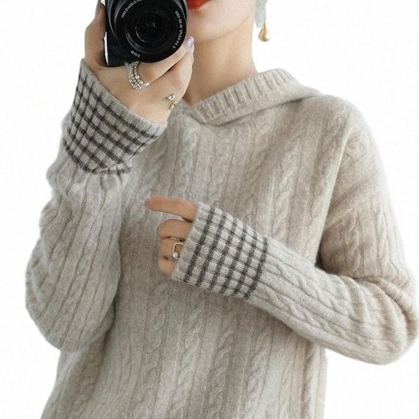 women's sweaters 2021 100% pure cashmere sweater hooded loose thick twist pullover autumn and winter knitted jacket k3uh#, White;black
women's sweaters 2021 100% pure cashmere sweater hooded loose thick twist pullover autumn and winter knitted jacket k3uh#, White;black