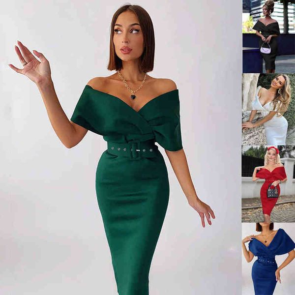 fashion women v-neck slit backless off shoulder midi dress with belt ladies short sleeve casual elegant dresses for party t220819, Black;gray
fashion women v-neck slit backless off shoulder midi dress with belt ladies short sleeve casual elegant dresses for party t220819, Black;gray