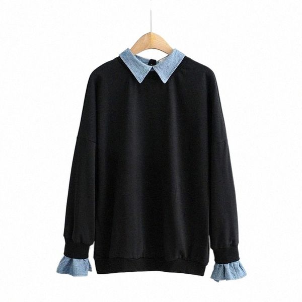 women's hoodies & sweatshirts plus size xl-3xl long sleeved autumn winter casual false two pieces pullover sweatshirt women k6mt#, Black
women's hoodies & sweatshirts plus size xl-3xl long sleeved autumn winter casual false two pieces pullover sweatshirt women k6mt#, Black