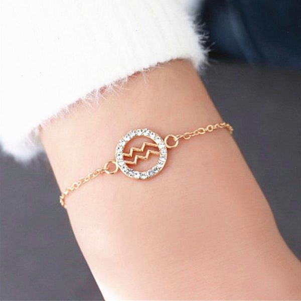 12 constellation zodiac sign bracelets strands fashion golden hollow pendant bracelet simple jewelry korean female birthday gifts, Black
12 constellation zodiac sign bracelets strands fashion golden hollow pendant bracelet simple jewelry korean female birthday gifts, Black