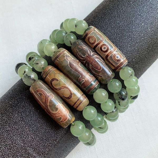 tibetan dzi agates stone strands bracelet natural prehnites green quartz luck spider nine eyes charm for women men healing, Black
tibetan dzi agates stone strands bracelet natural prehnites green quartz luck spider nine eyes charm for women men healing, Black