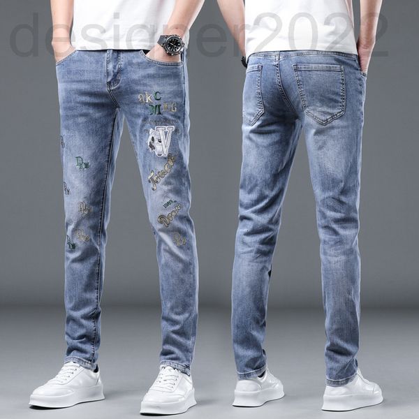 men's jeans designer spring embroidered jeans men's fashion trend versatile elastic slim straight pants thin hgzy, Blue
men's jeans designer spring embroidered jeans men's fashion trend versatile elastic slim straight pants thin hgzy, Blue