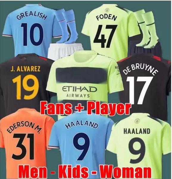22 23 mancnester soccer jersey haaland 9 grealish sterling j. alvarez de bruyne foden mahrez bernardo 2022 2023 mans cities football shirts, Black;yellow
22 23 mancnester soccer jersey haaland 9 grealish sterling j. alvarez de bruyne foden mahrez bernardo 2022 2023 mans cities football shirts, Black;yellow