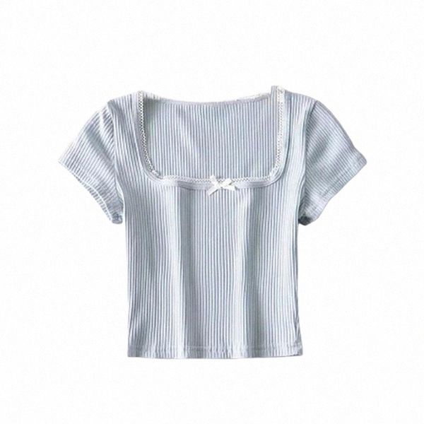 square neck female t-shirt short sleeve solid color tee front tie bowknot summer 2021 streetwear vintage women outfits women's 68zp#, White
square neck female t-shirt short sleeve solid color tee front tie bowknot summer 2021 streetwear vintage women outfits women's 68zp#, White