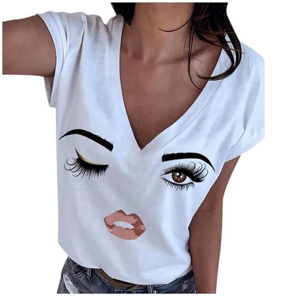 women's t-shirt summer fashion casual t-shirts women short sleeve printed v-neck plus size ladies designer tee shirt for329x, White
women's t-shirt summer fashion casual t-shirts women short sleeve printed v-neck plus size ladies designer tee shirt for329x, White