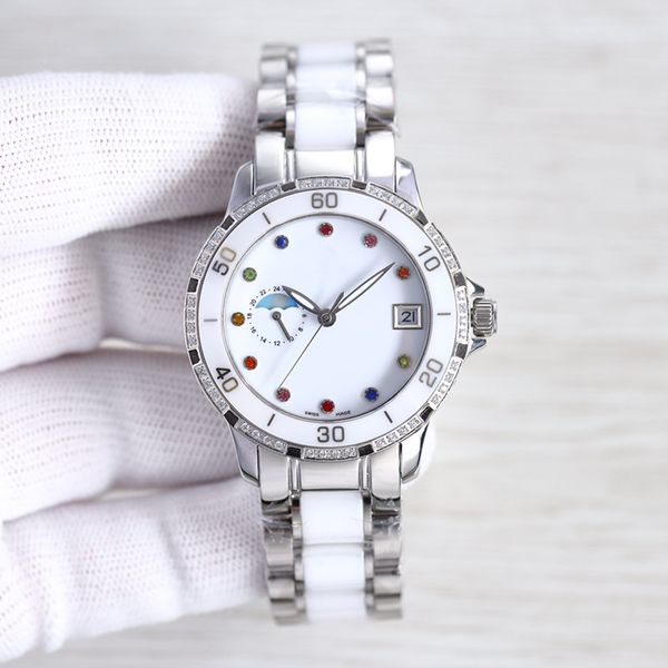 fashion women's mechanical watch 36mm ceramic bracelet bezel automatic movement 9-bit sun moon star morning sapphire mirror womens watc, Slivery;golden
fashion women's mechanical watch 36mm ceramic bracelet bezel automatic movement 9-bit sun moon star morning sapphire mirror womens watc, Slivery;golden
