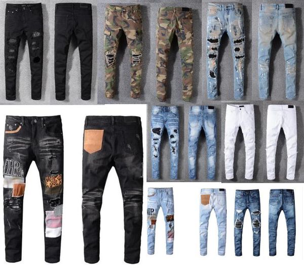 2022 designer man's pain ripped skinny jeans fashion man denim slim motorcycle casual high street pants, Blue
2022 designer man's pain ripped skinny jeans fashion man denim slim motorcycle casual high street pants, Blue