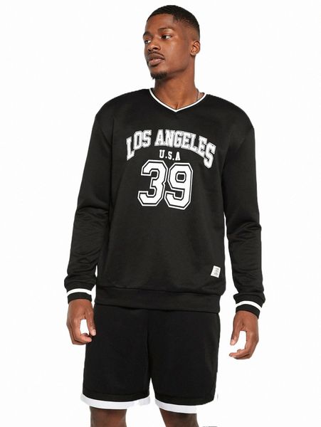 men letter graphic contrast trim sweatshirt & drawstring waist shorts o2g5#, Gray
men letter graphic contrast trim sweatshirt & drawstring waist shorts o2g5#, Gray
