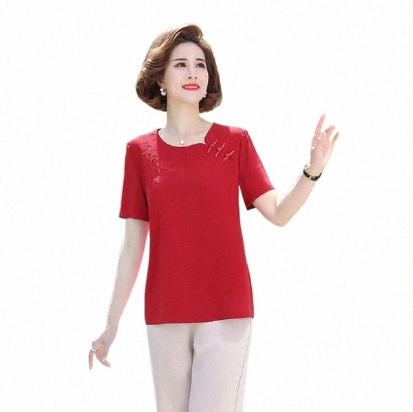 embroidered short sleeve t-shirt middle-aged loose plus size 5xl women's pullover summer mother tshirt tee r2yb#, White
embroidered short sleeve t-shirt middle-aged loose plus size 5xl women's pullover summer mother tshirt tee r2yb#, White