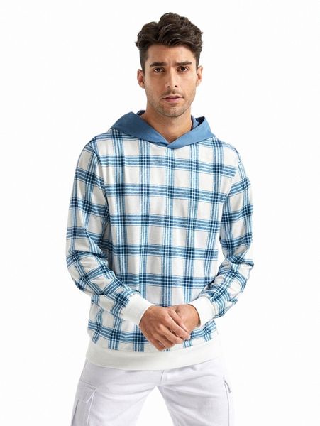 men plaid print hoodie h16z#, Black
men plaid print hoodie h16z#, Black