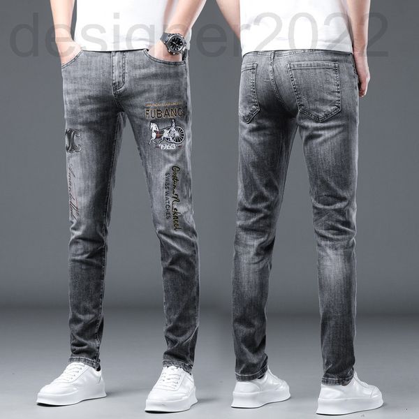 men's jeans designer high end men's embroidered jeans spring fashion brand smoky gray fashionable versatile slim straight pants zj, Blue
men's jeans designer high end men's embroidered jeans spring fashion brand smoky gray fashionable versatile slim straight pants zj, Blue